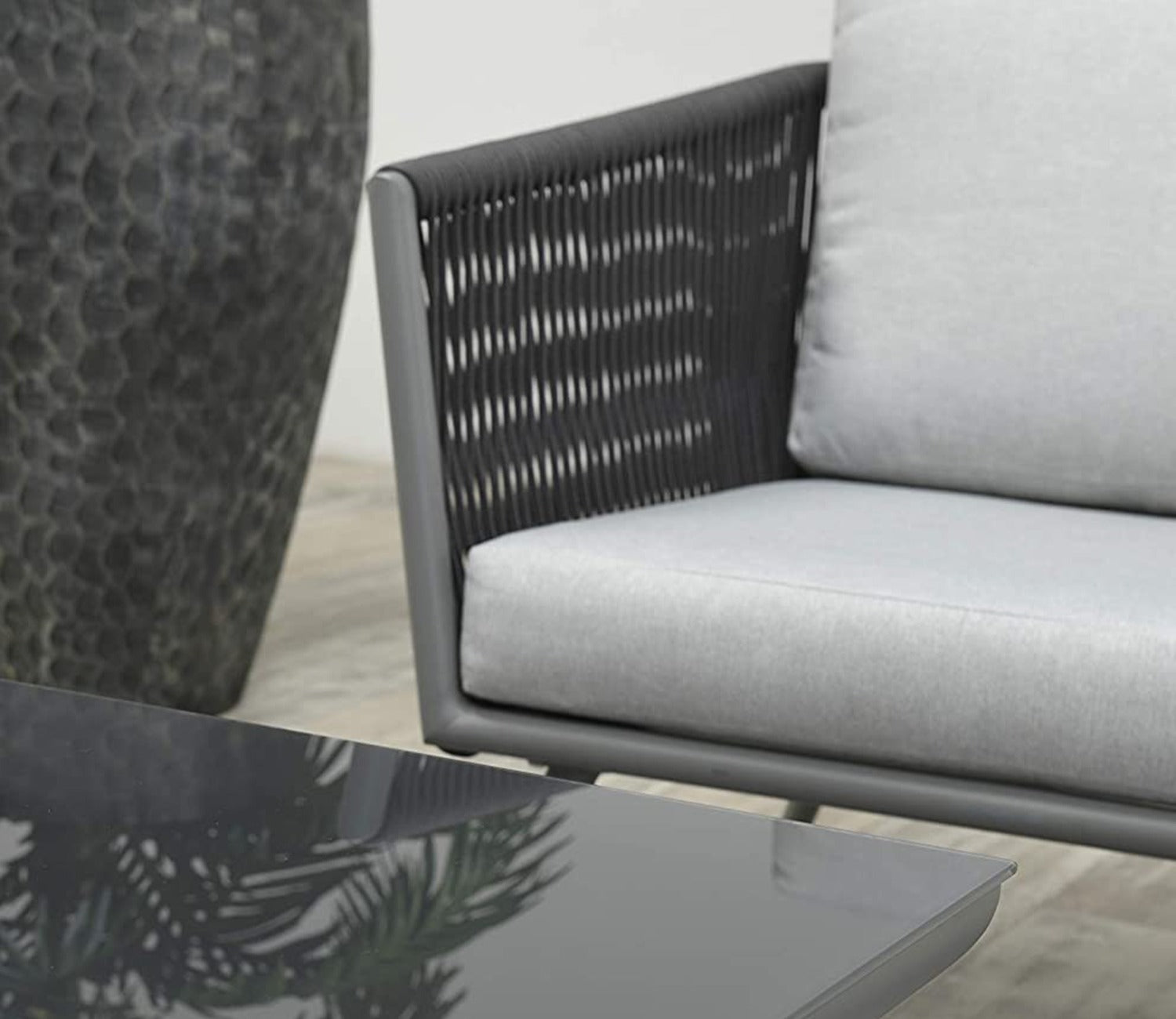 Stylish Black Rope Outdoor Furniture With Cushion Set