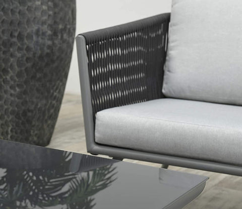 Stylish Black Rope Outdoor Furniture With Cushion Set