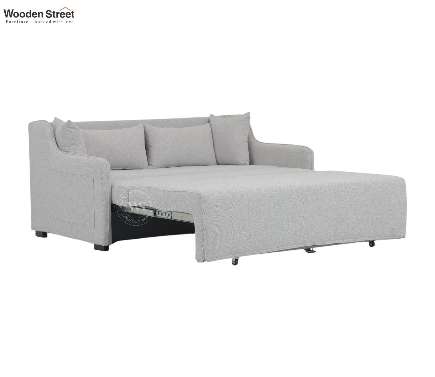 Dorado Premium Fabric Pull-Out Sofa Cum Bed (White)