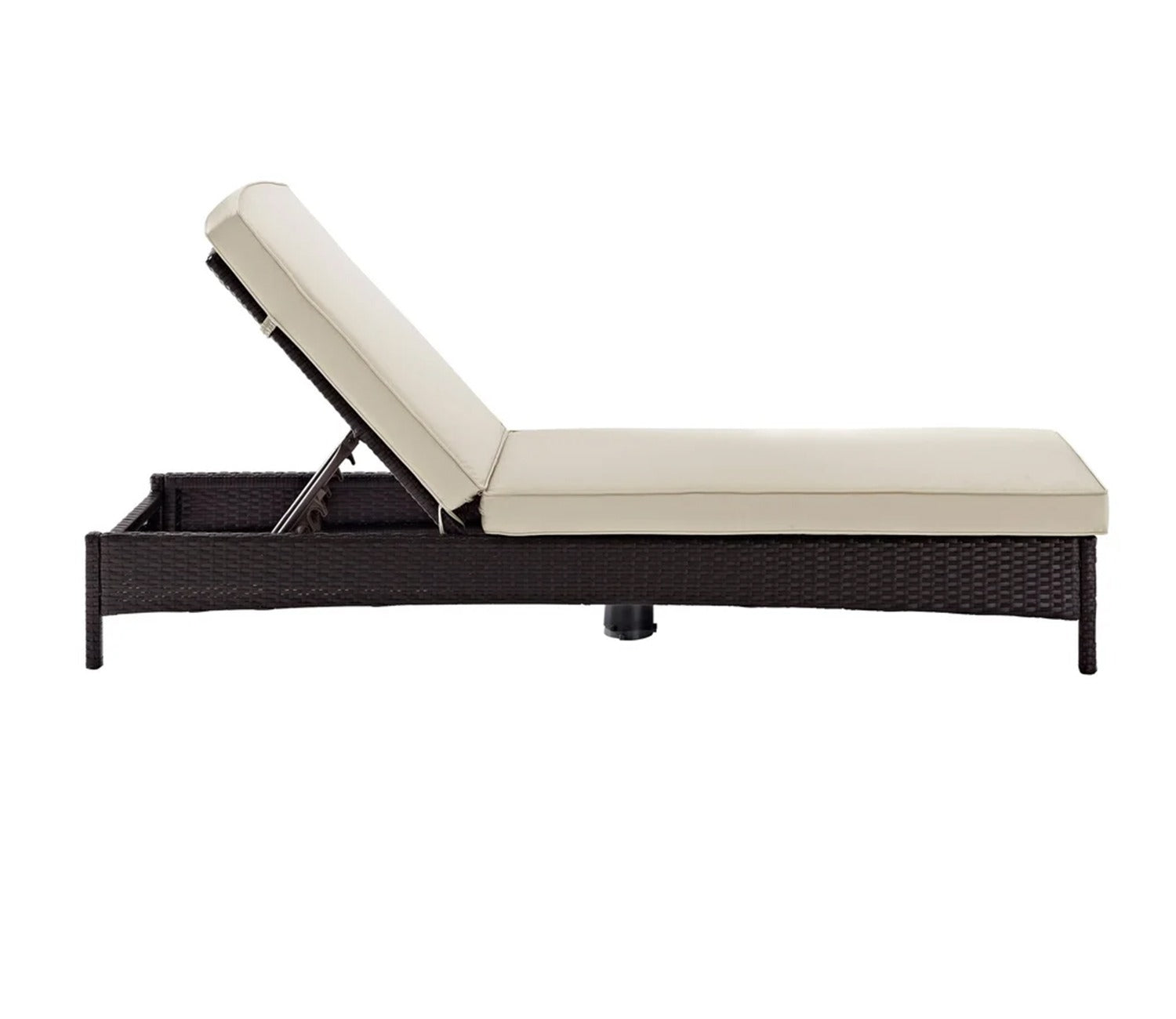 Dark Brown Adjustable Outdoor Lounger With Cream Cushions