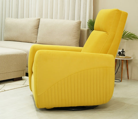 Nivaan Suede Rocking Revolving Motorized Recliner R3 (Yellow)