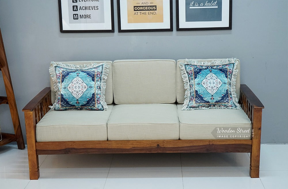 Olympia 3 Seater Wooden Sofa (Honey Irish Cream)