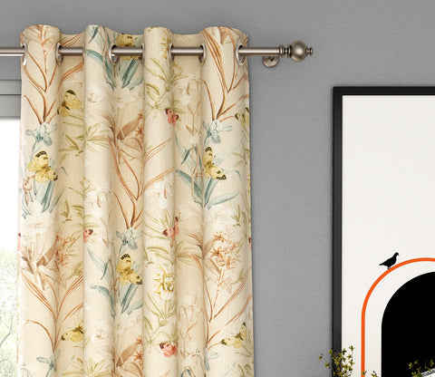 Butterfly 1 Piece Light-Filtering Curtain (Orange, 7 Feet)