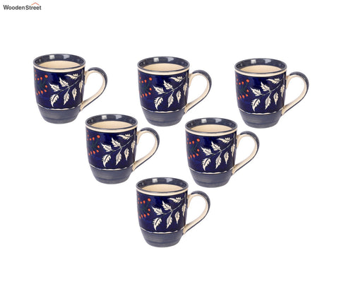 Blooming Leaves Ceremic Drinking Mugs (Set Of 6)