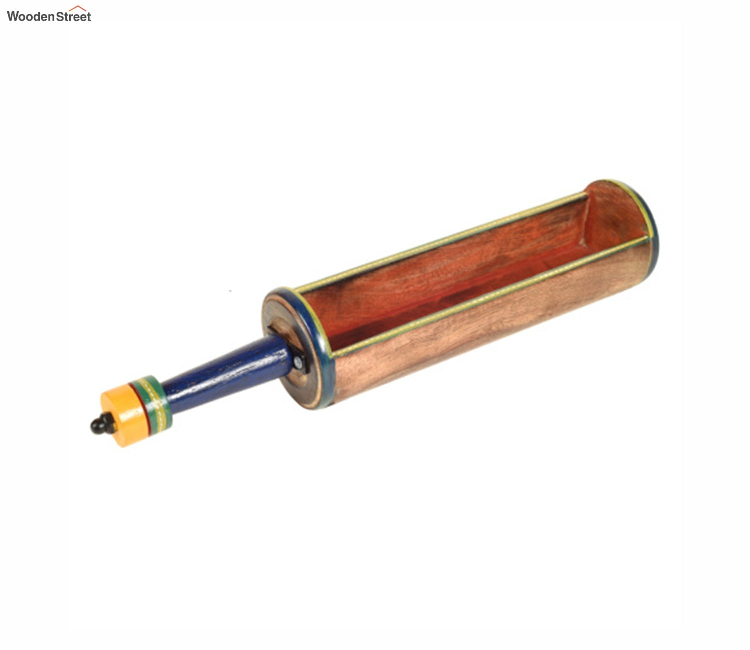 Midnight Blue Colour Wooden Snack Server In Exotic Tabular Shape With Stylish Metal Handle