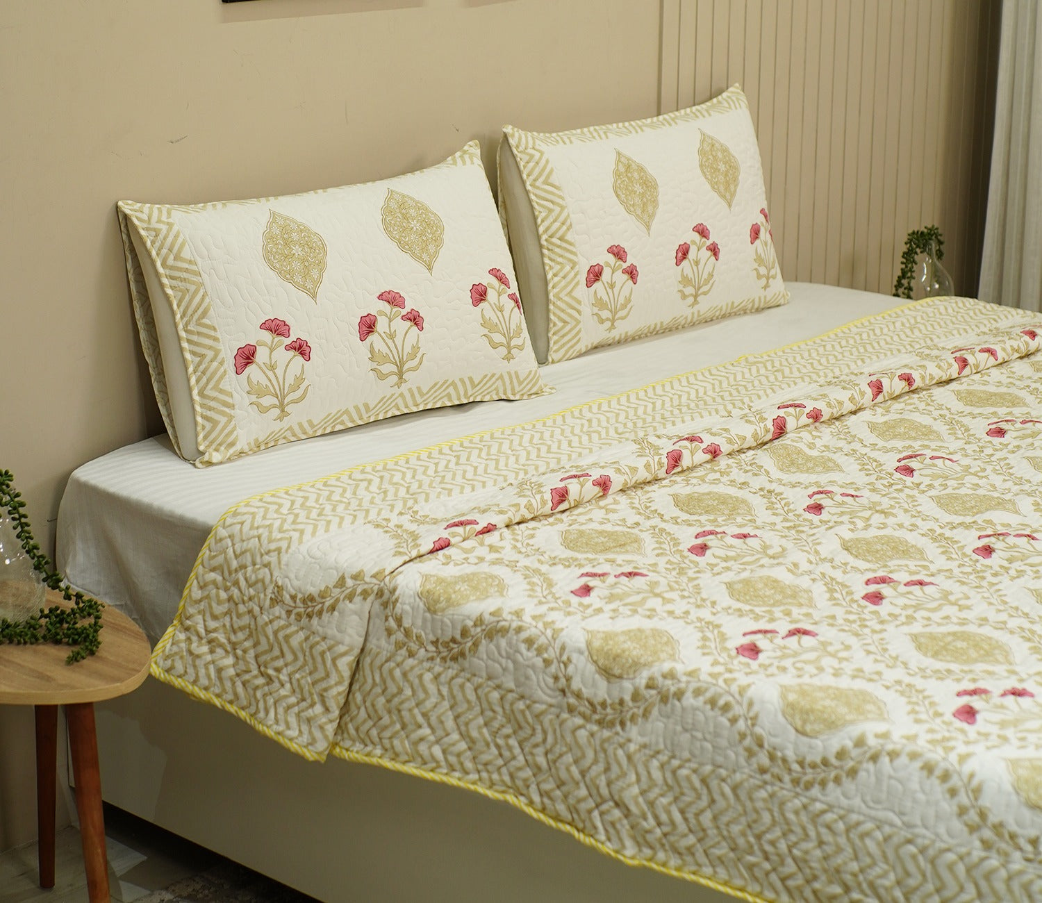 Rose Voyage Pink And Cream Voile Bed Cover