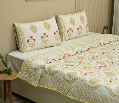 Rose Voyage Pink And Cream Voile Bed Cover