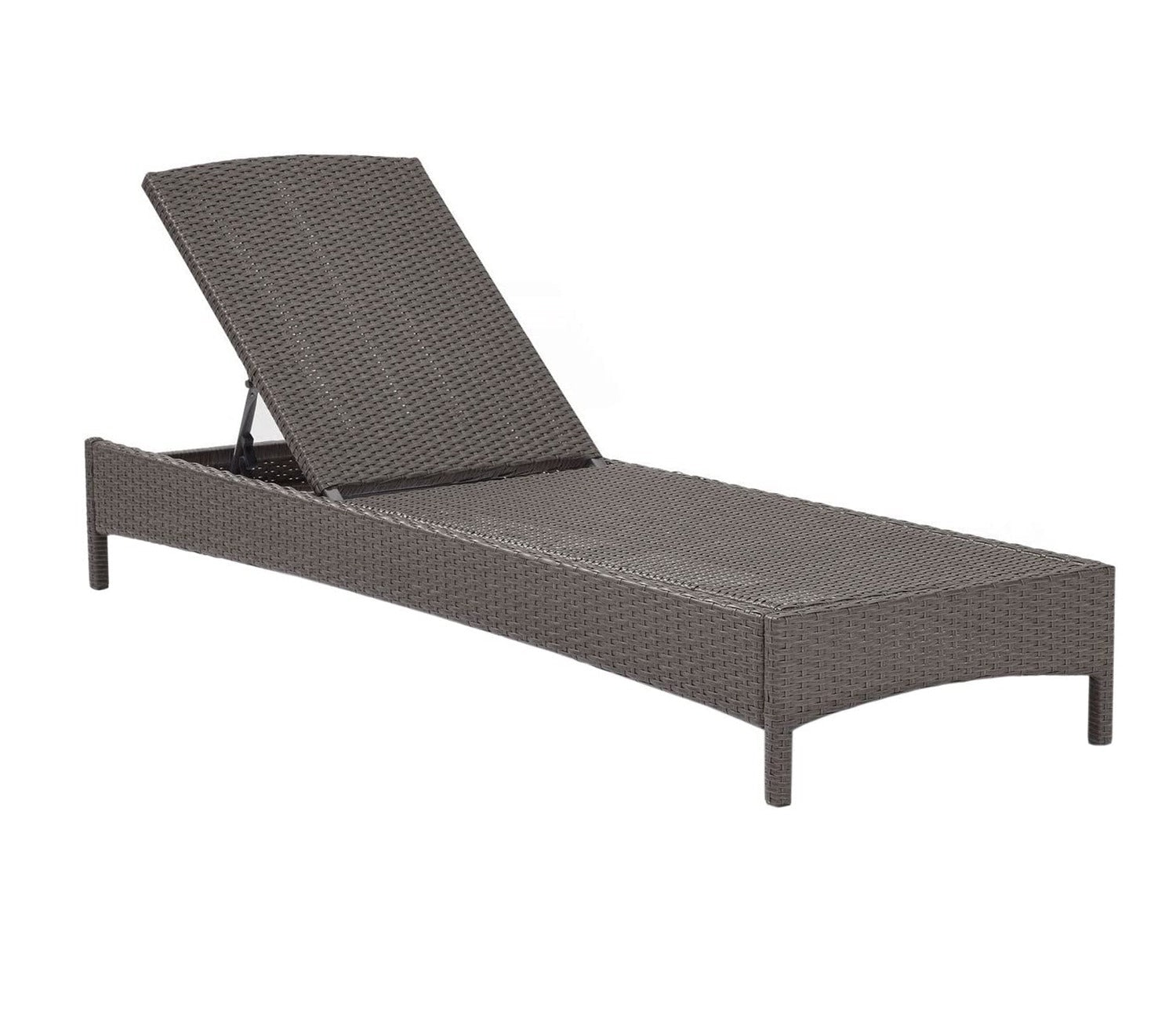 Dark Brown Adjustable Outdoor Patio Lounger With Grey Cushions