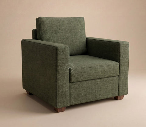 Albus One Seater Fabric Sofa (Sage Green)