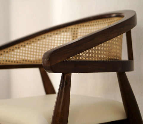 Alexia Curved Arm Chair with Cane (Walnut Finish)