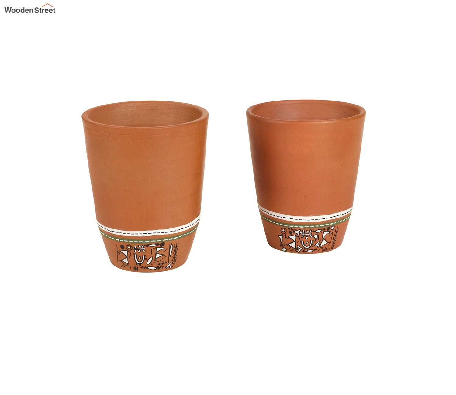 Knosh Classic Earthen Mugs with Tribal Motifs (Set of 2)
