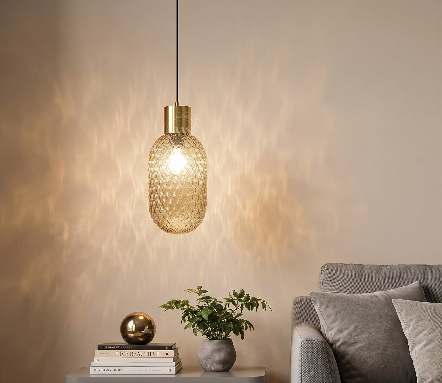 Eron Amber Glass Pendant Light