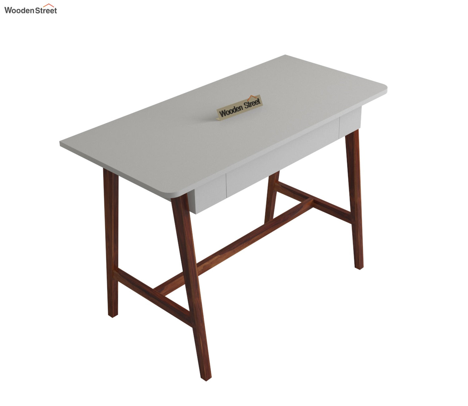 Ambra Study Table with Frosty White Drawer (Honey Finish)