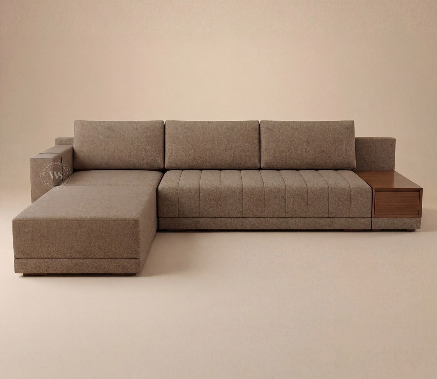 Oasis L-Shape Left Aligned Sectional Sofa (Sand Brown)