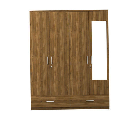 Kosmo Linden 4 Door Wardrobe with Mirror (Exotic Teak Finish)