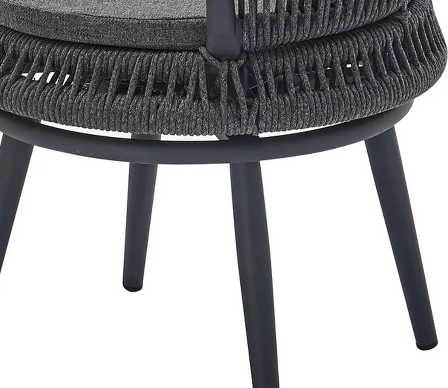 Grey Rope 2 Seater Chair Set With Round Table And Grey Cushions