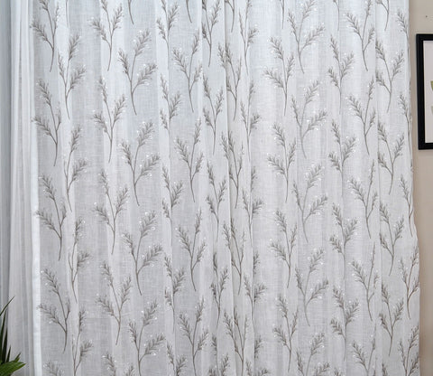 Leaflet Door 1 Piece Sheer Curtain (Grey, 7 Feet)