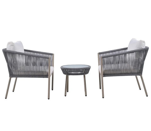 Grey Rope 2 Seater Chair Set And Off White Cushions
