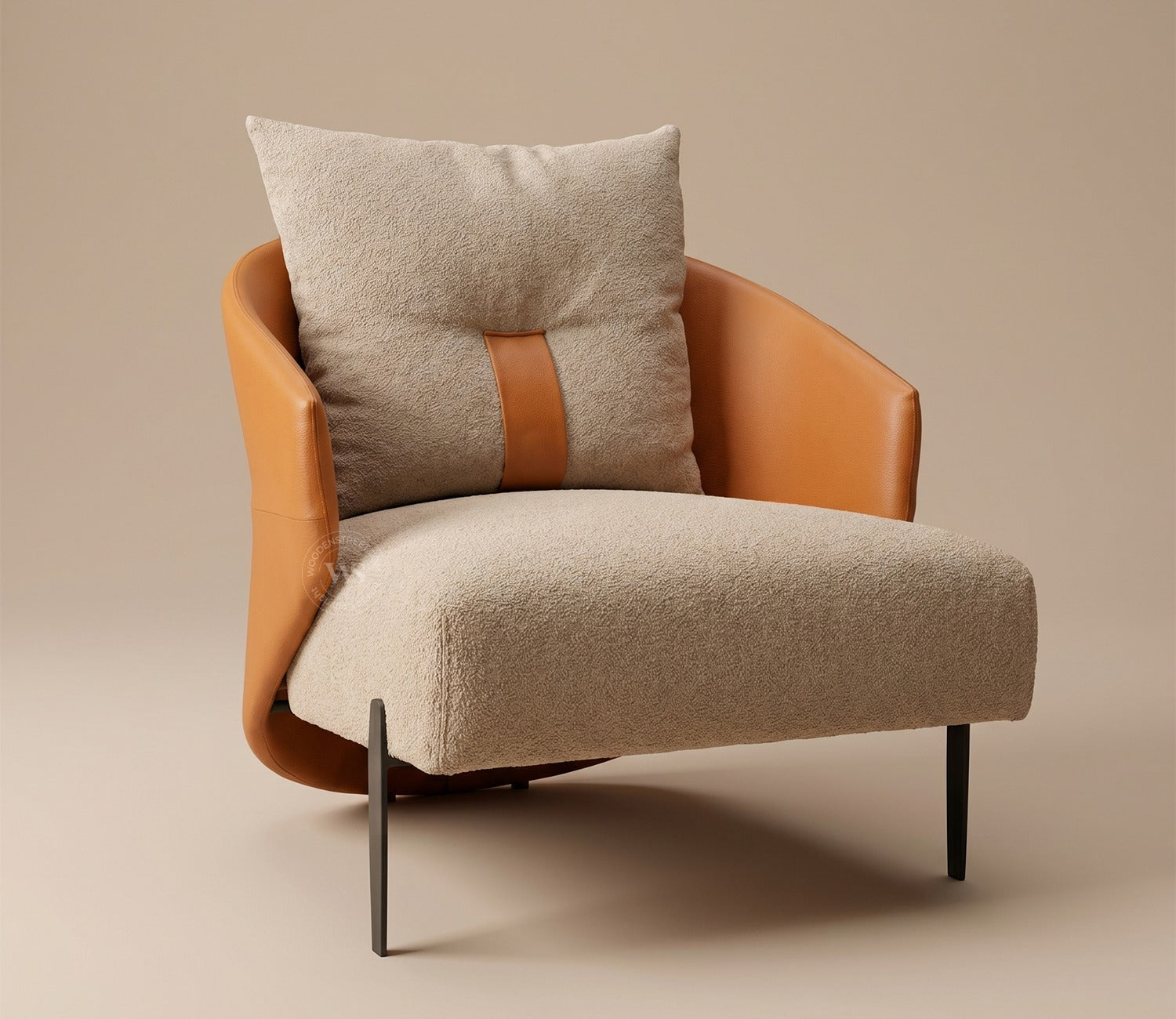 Velora Premium Lounge Chair With Leatherette Backrest & Plush Fabric Seating (Dual Tone)