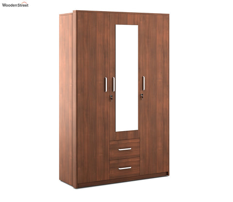 Kosmo Apex 3 Door Dresser Wardrobe (Exotic Teak Finish)