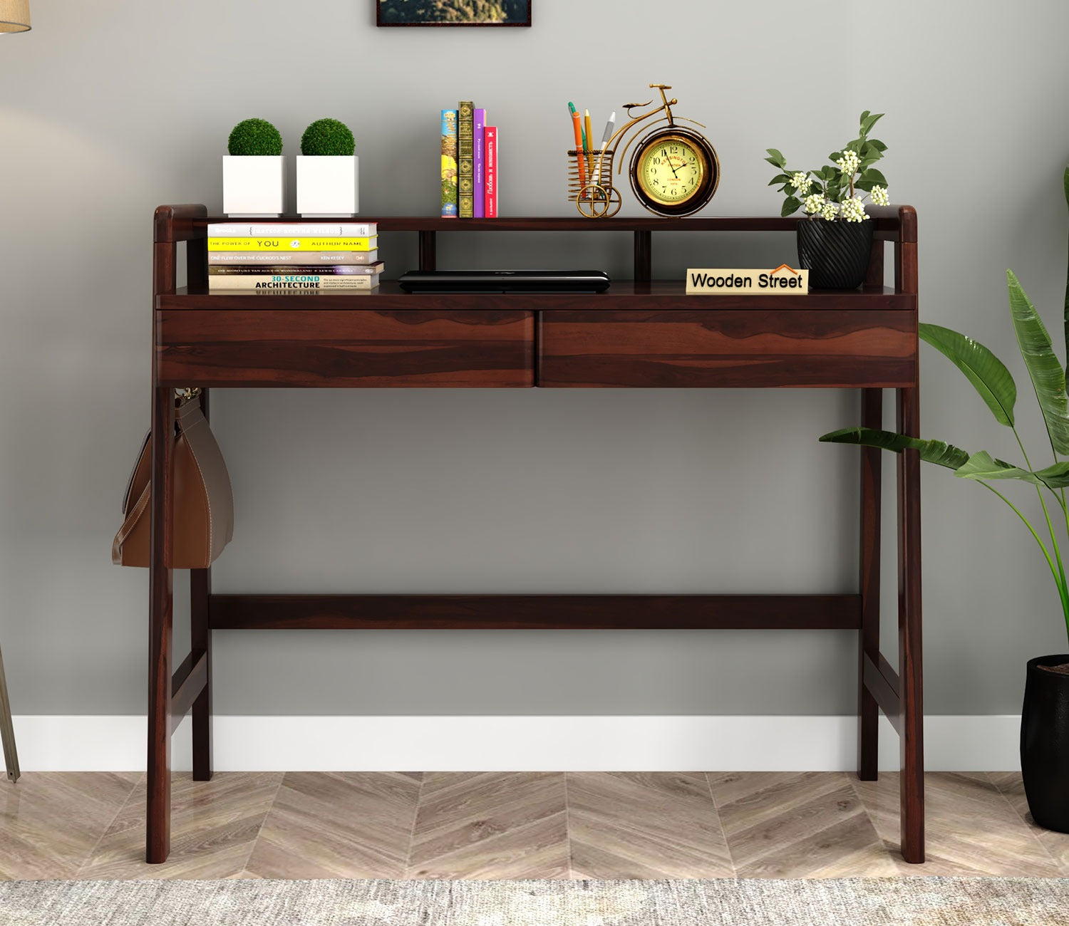 Aurelia Sheesham Wood Study Table (Walnut Finish)