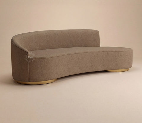 Osbert 3 Seater Curved Sofa (Cotton, Sand Brown)