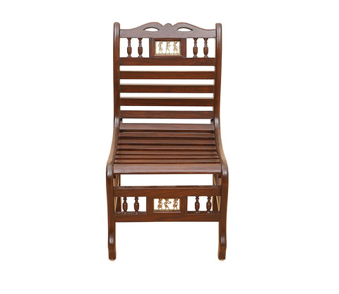 Costa Bench Chair in Striped Wood Pattern created in Walnut Finish Teakwood