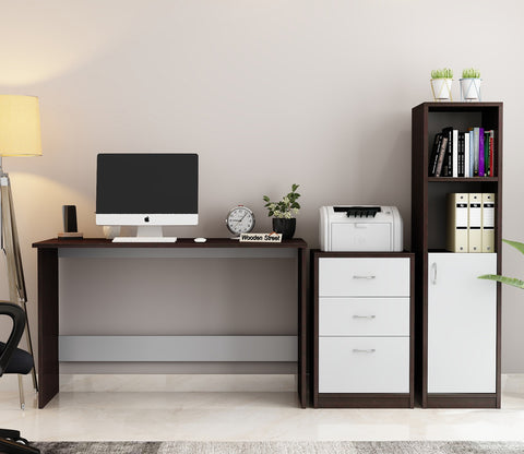 Calisto Engineered Wood Study Table (Flowery Wenge Frosty White)