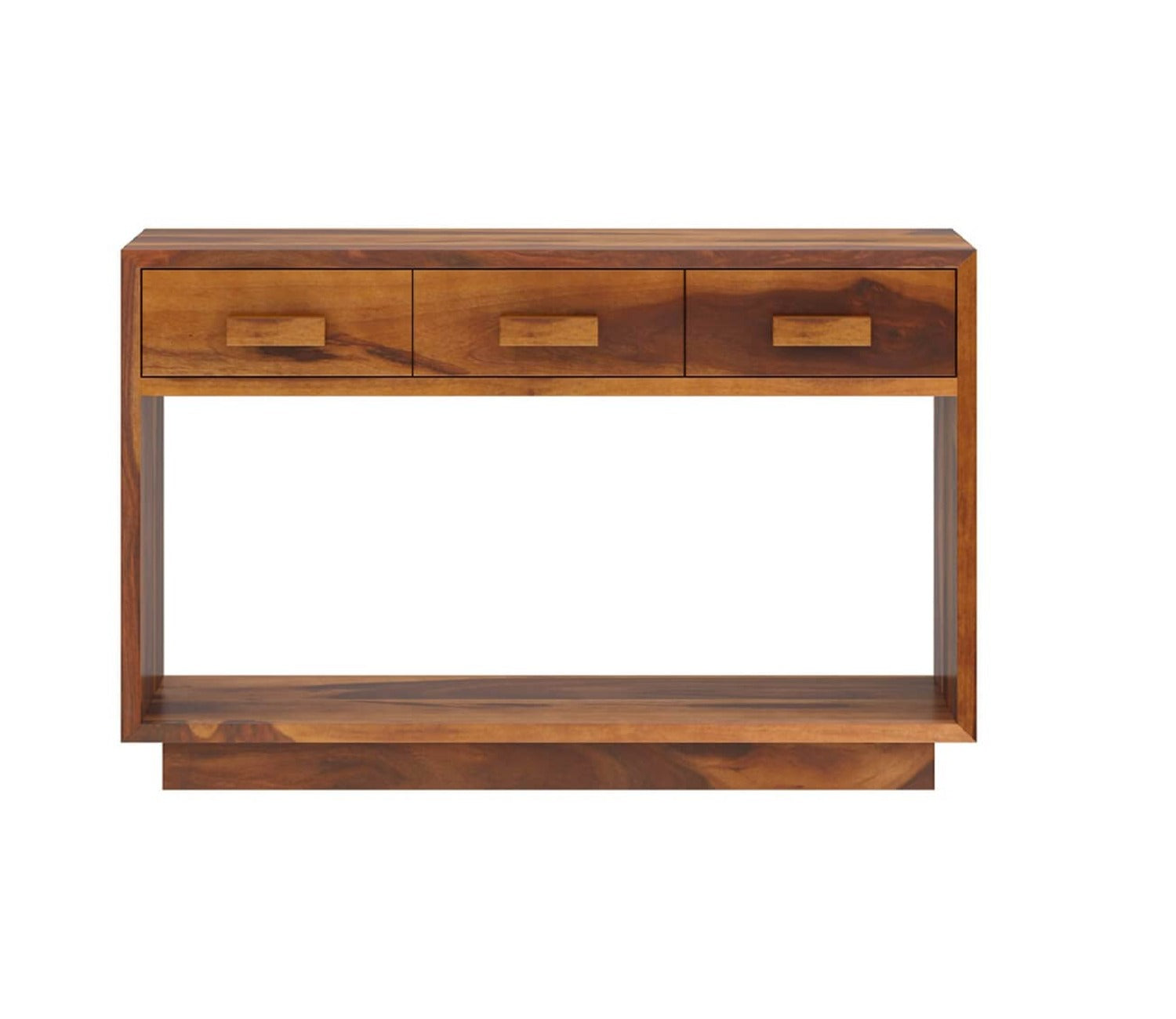 3 Drawer Wooden Partition Leave Design Console Table