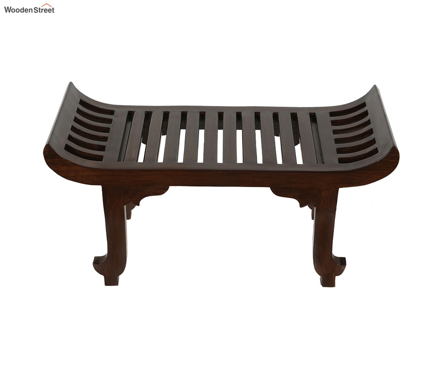 Nemo Ottoman Seater with Striped Wood design in Walnut Finish