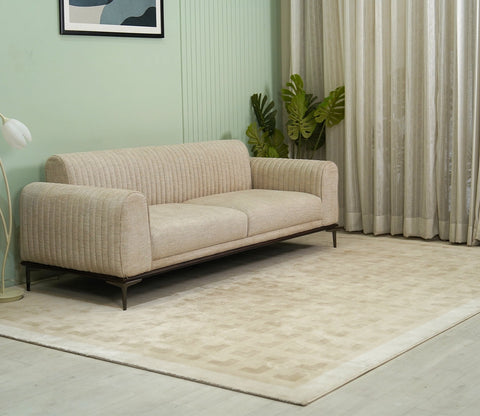 Bricka White and Beige Checkered Carpet  (11 x 7.8 Feet)