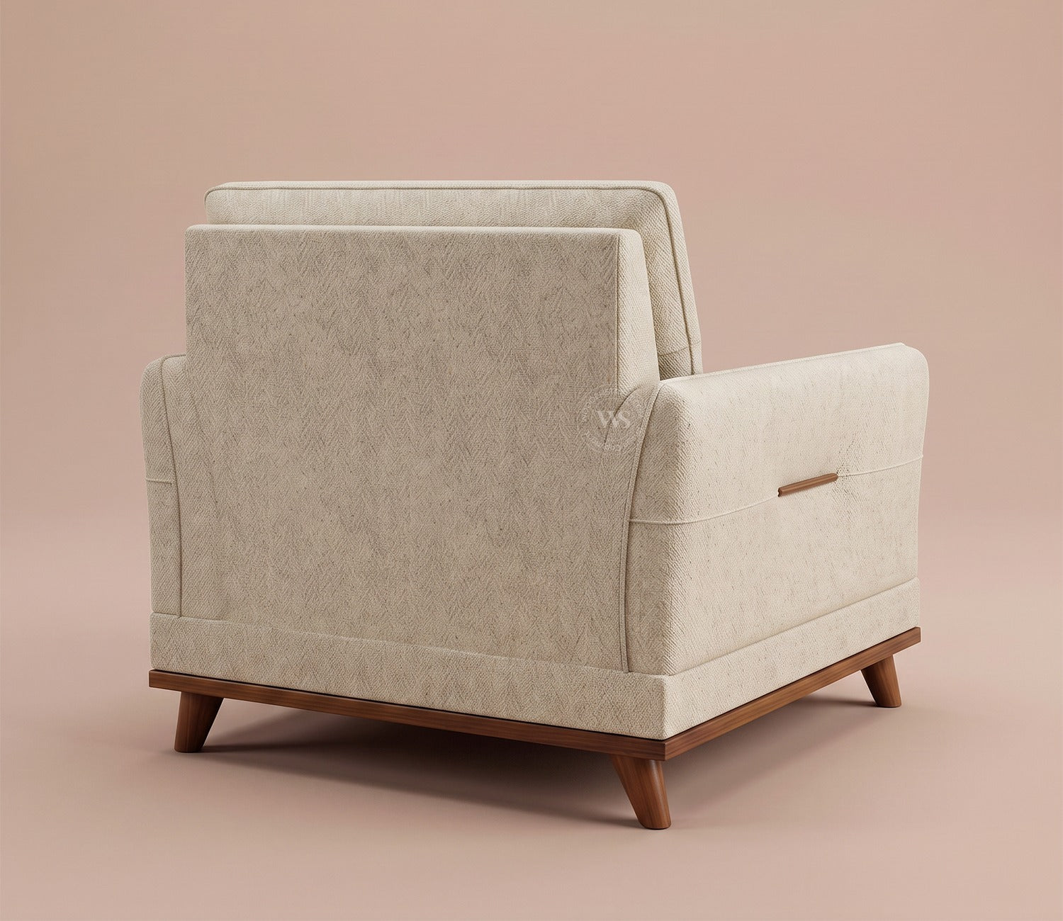 Alvaro 1 Seater Fabric Sofa with Wooden Accents (Cotton, Cottage Ivory)