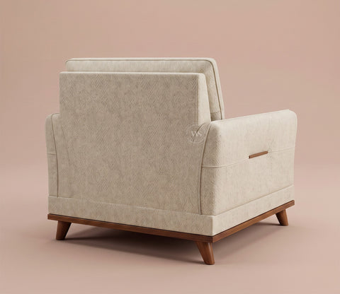 Alvaro 1 Seater Fabric Sofa with Wooden Accents (Cotton, Cottage Ivory)