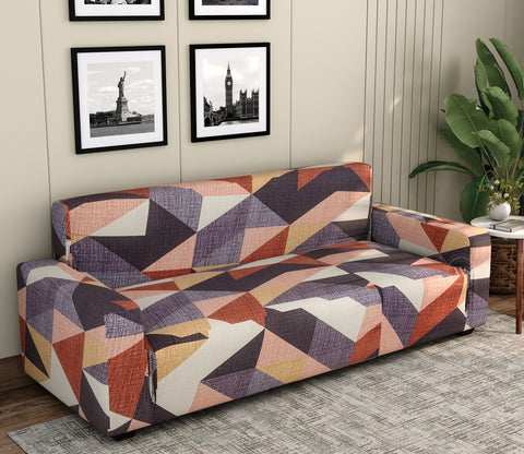Fresca Printed Polyester Spandex 3 Seater Sofa Cover (Multi Color)