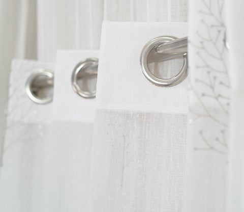 Shimmer Tree 1 Piece Sheer Curtain (Grey, 7 Feet)