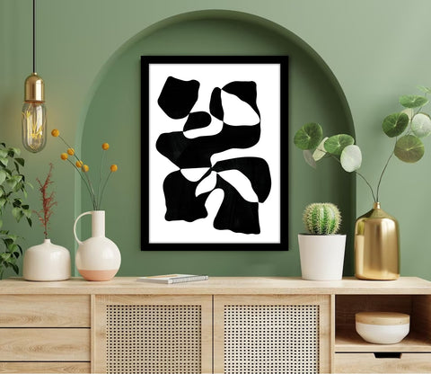 Black & White Abstract Delight Wall Frame (Rectangle, Black, 18X24, Canvas)