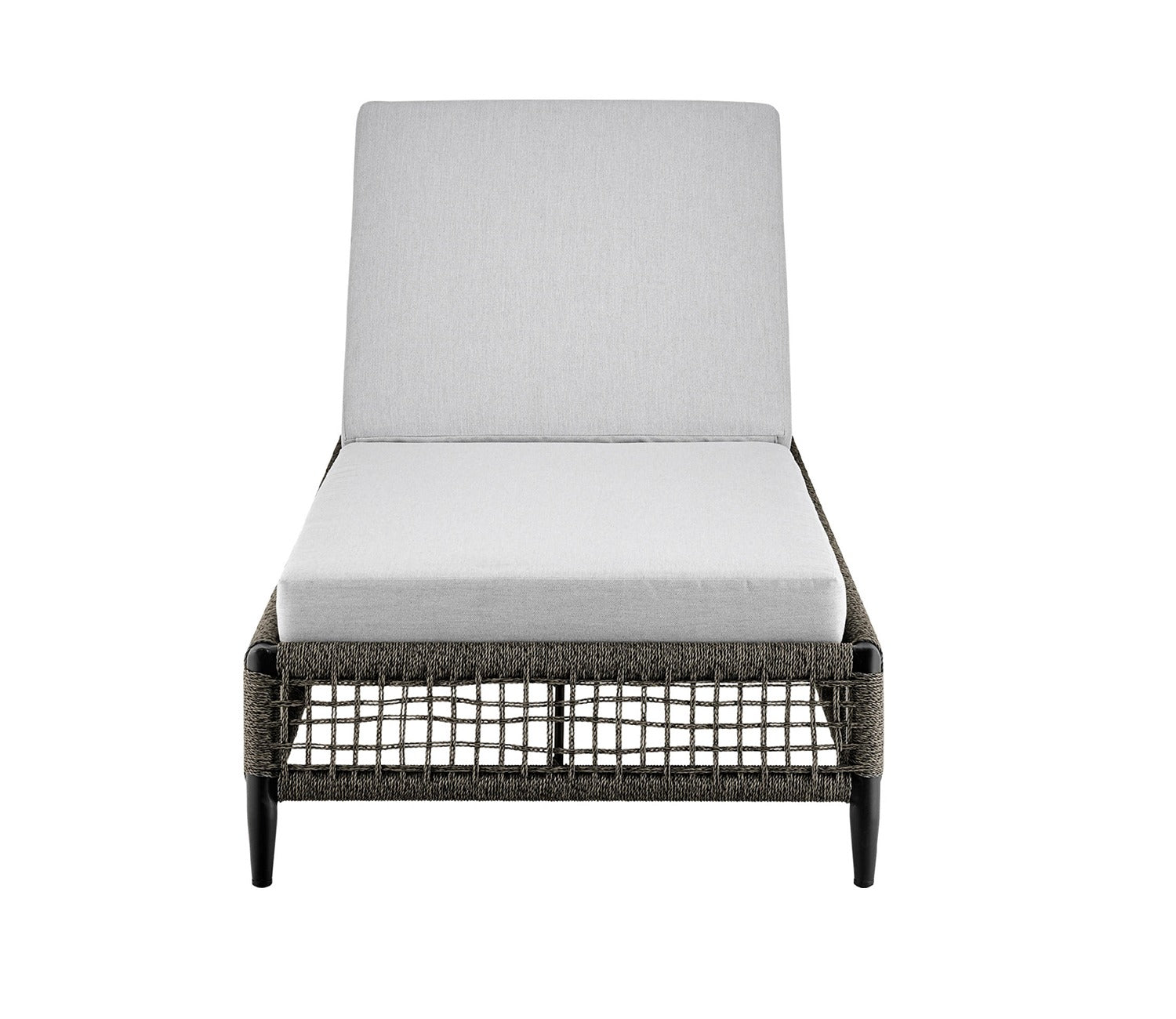 Black Rope Patio Lounger With Off White Cushions