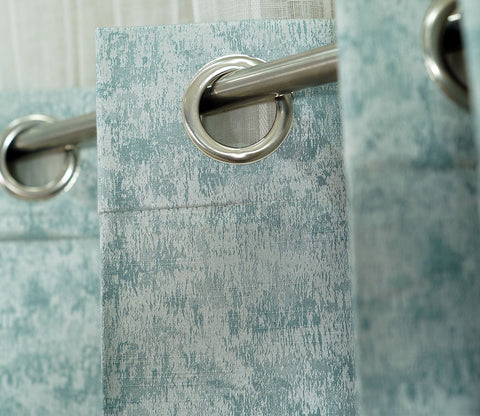 Shiny Textured Blackout 1 Piece Curtain (Blue, 7 Feet)