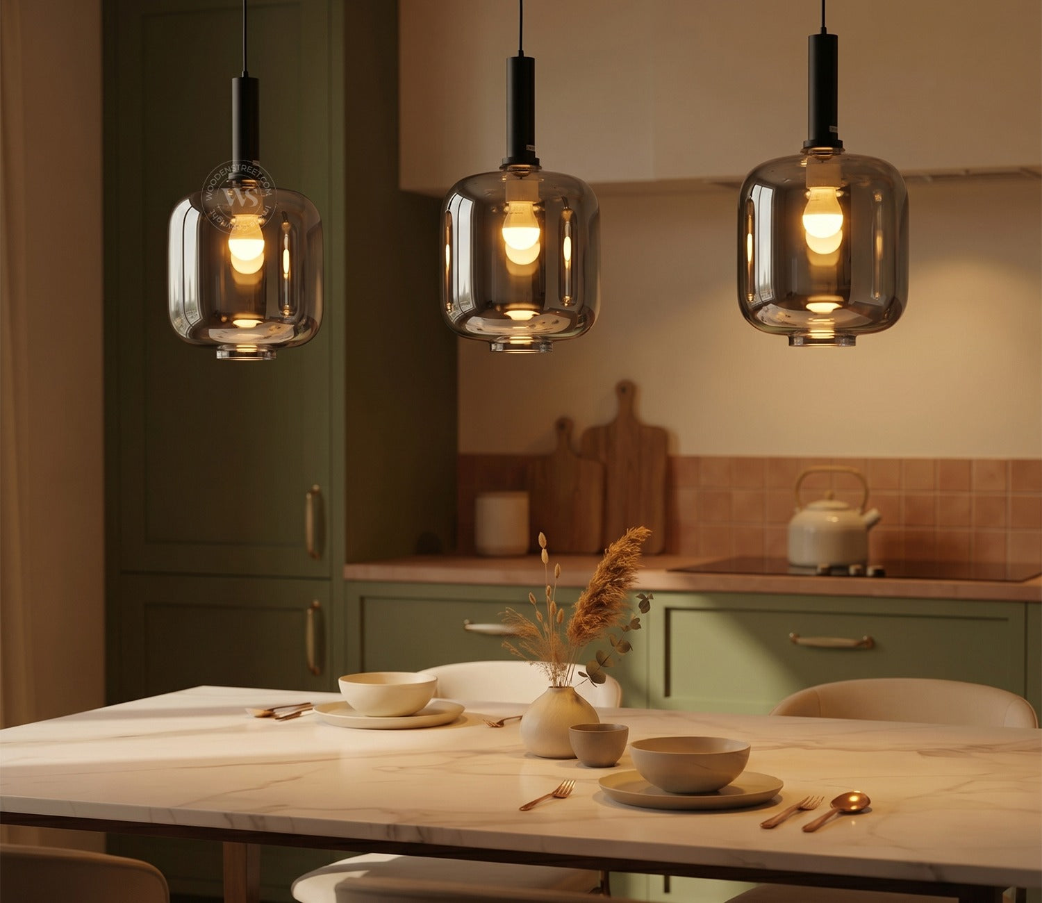 Lustrous Glass Pendant Light (Grey)