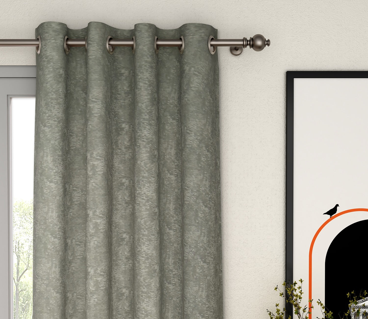 Solid Grey Light-Filtering Door Curtains Set of 2 (Grey, 7 Feet)