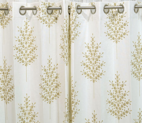 Jacquard Tree 1 Piece Sheer Curtain (Beige, 7 Feet)