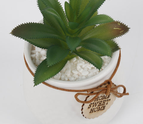 Bloomify Ceramic Pot With Artificial Flowers (White)