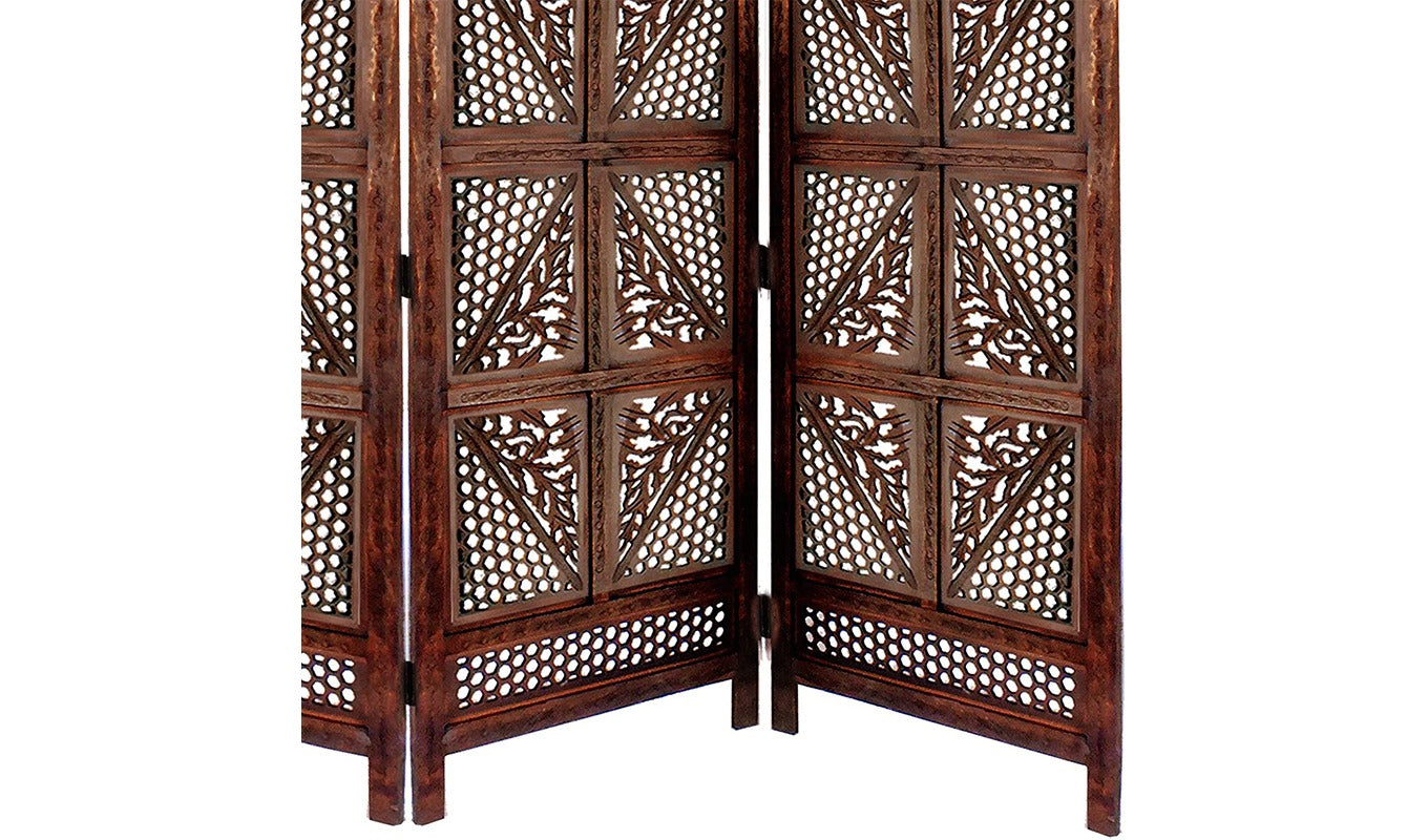 Ziya 4 Panel Carved Wooden Partition