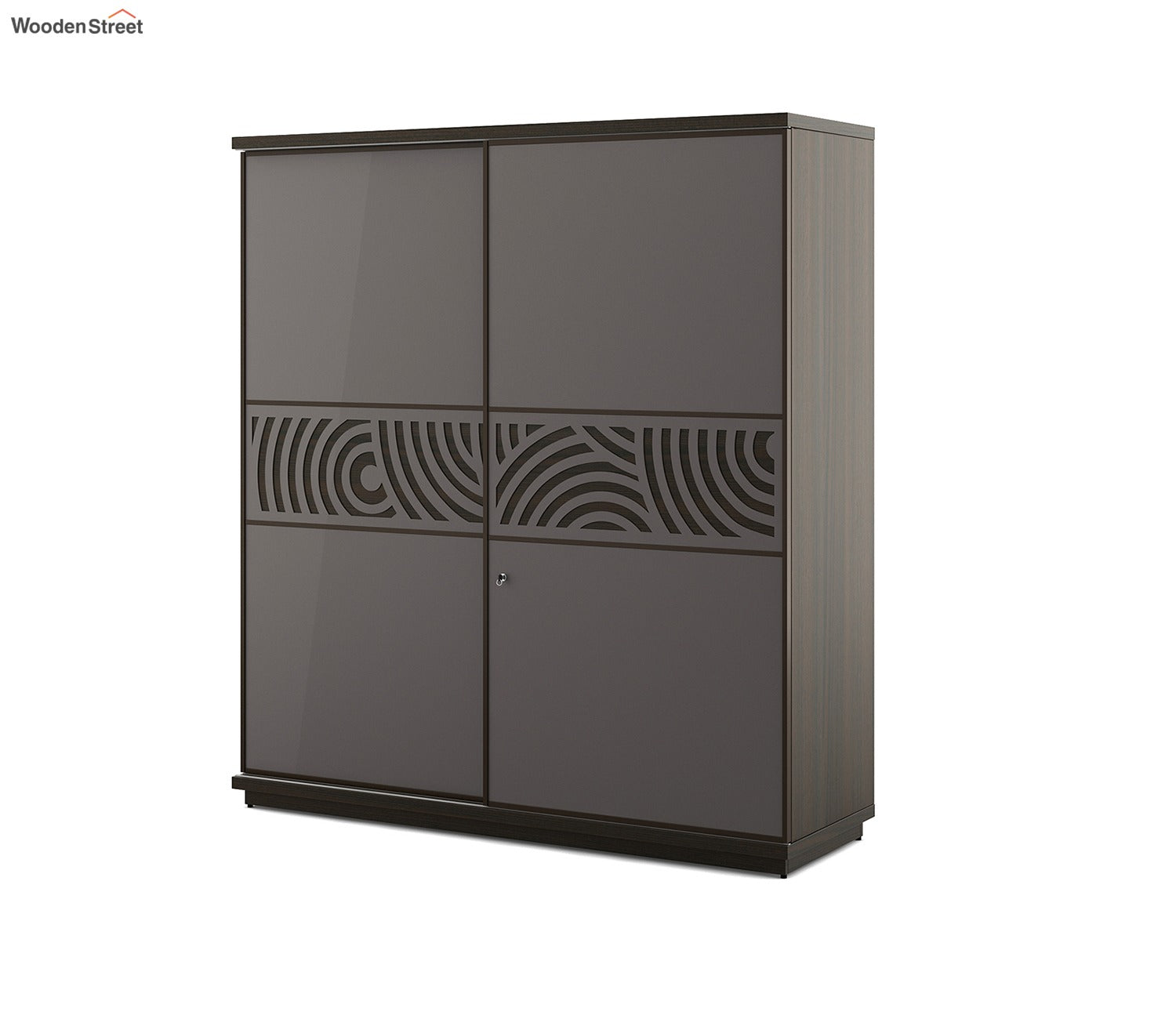 Kosmo Ripples 2 Door Sliding Wardrobe in High Gloss Basalt Grey Finish