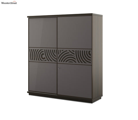 Kosmo Ripples 2 Door Sliding Wardrobe in High Gloss Basalt Grey Finish