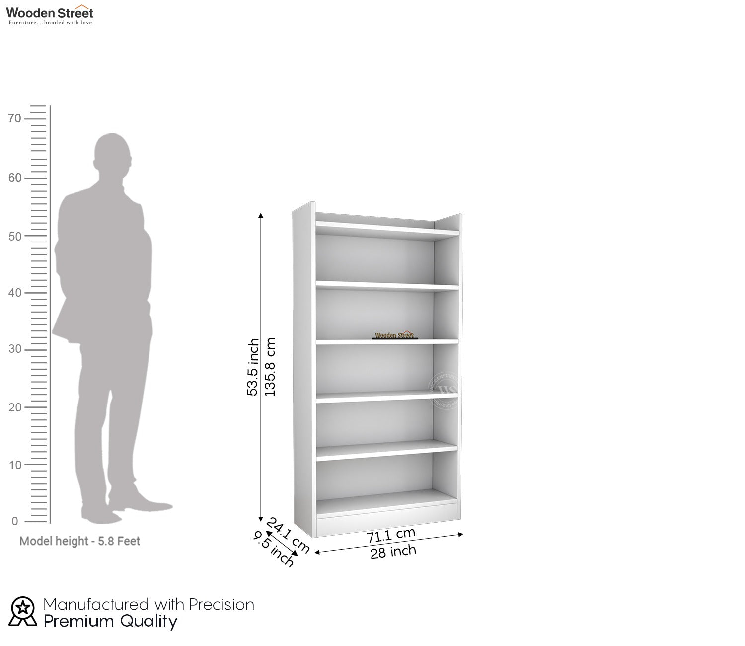 Arcane Engineered Wood Book Shelf With Multiple Storage Space (Frosty White Finish)