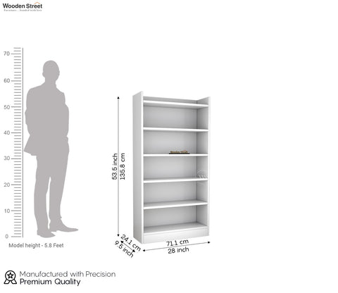 Arcane Engineered Wood Book Shelf With Multiple Storage Space (Frosty White Finish)