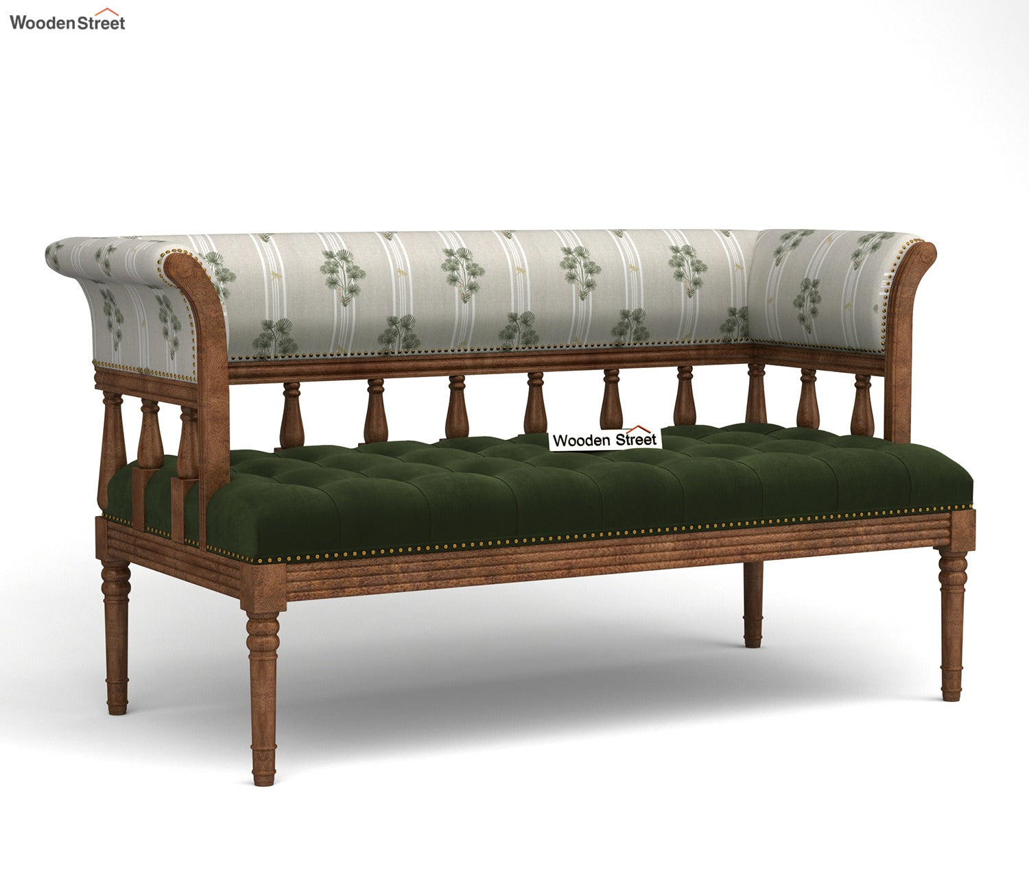 Reyes Bench With Back Rest (Cotton, Palm Leaf stripes)