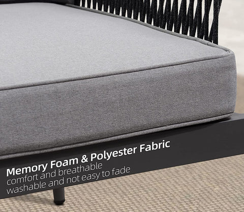Grey Color Rope 4 Seater Sofa Set With Table And Grey Cushions
