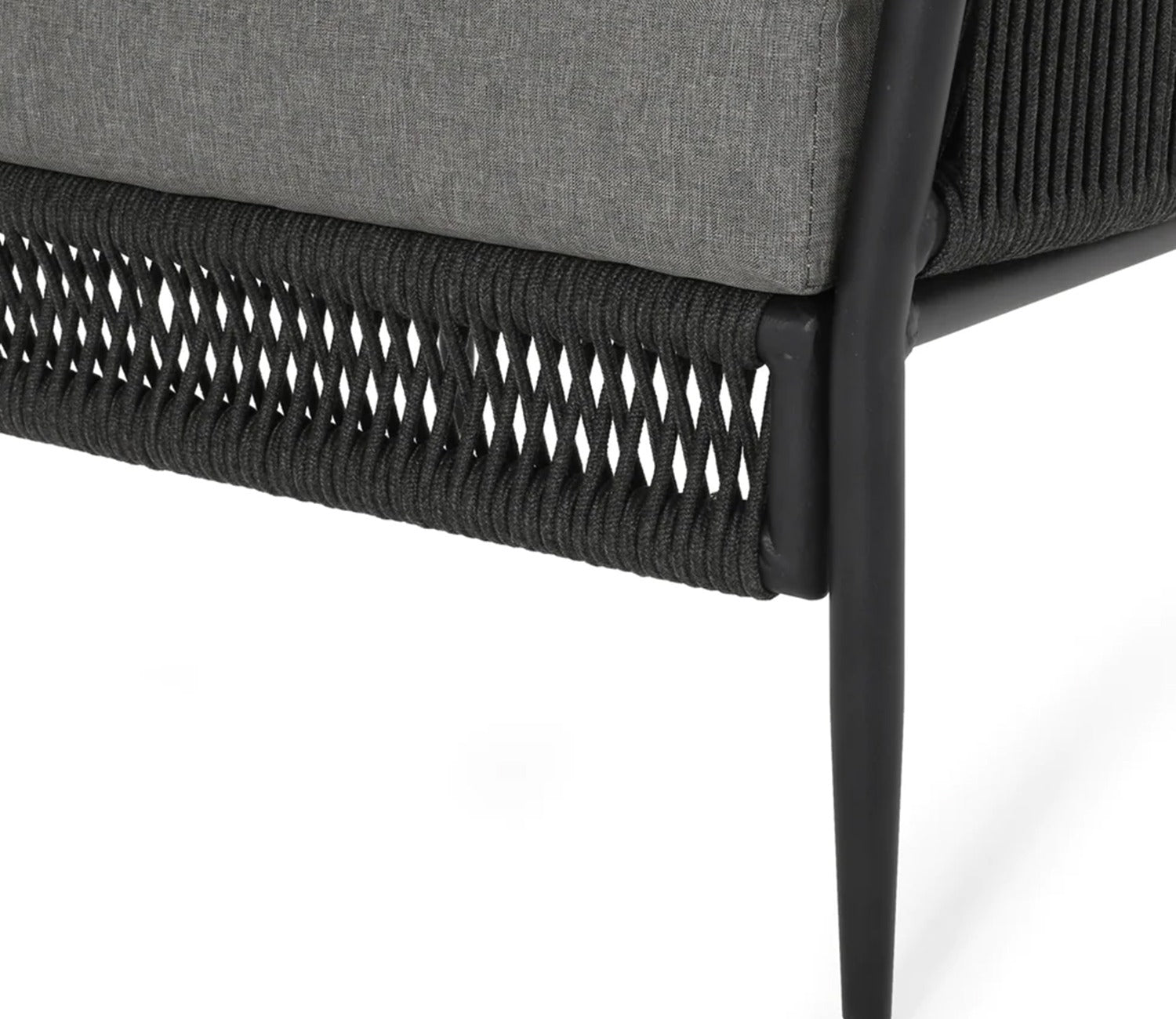Black Rope 2 Seater Chair Set With Grey Cushions